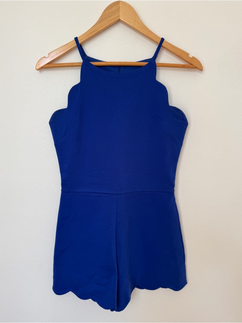 Aqua Cobalt Blue Scalloped Summer Romper